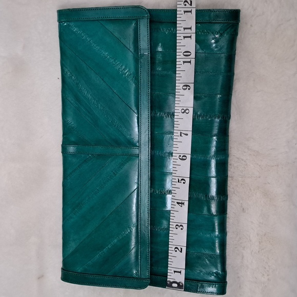 Vintage Teal Eel Leather Clutch Bag - Picture 6 of 7